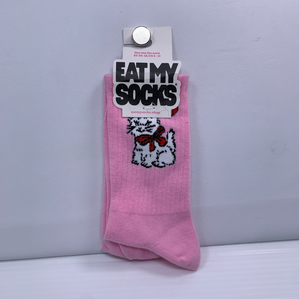 Eat My Socks Womens OS Pink In My Cat Era Kitten Crew Socks NWT